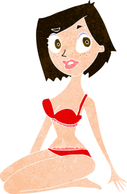 Bir insan tarafından çizilmiş iç çamaşırlı güzel bir kadın.