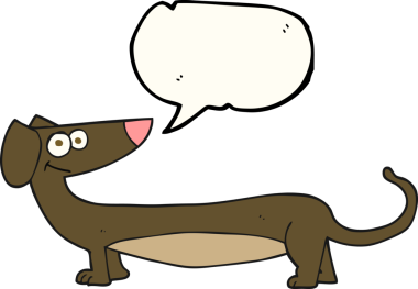Bir insan tarafından çizilmiş serbest konuşma balonu karikatürü dachshund