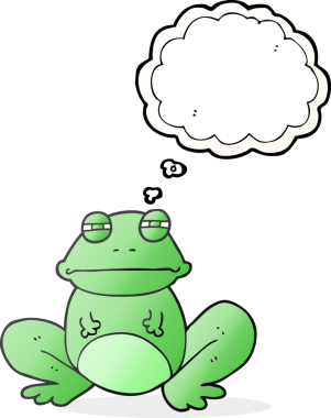 Bir insan tarafından çizilmiş serbest çizim baloncuklu kurbağa.