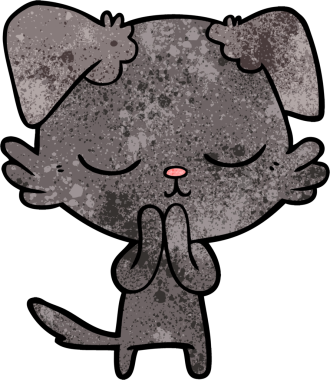 Bir insan tarafından çizilmiş şirin bir çizgi film köpeği.