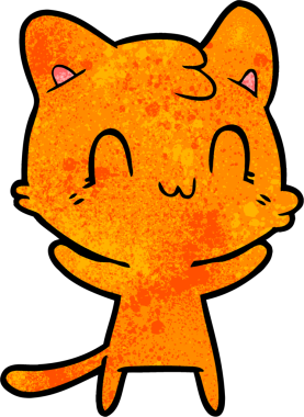 Bir insan tarafından çizilmiş mutlu bir kedi.