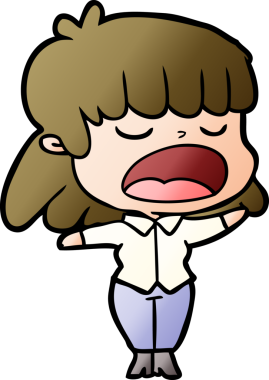 Çizgi filmdeki kadın bir insan tarafından yüksek sesle çizilmiş.