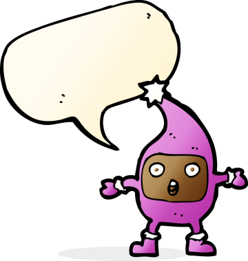 Bir insan tarafından çizilmiş konuşma balonlu komik bir yaratık.