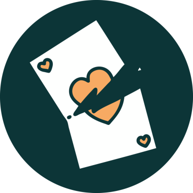 Bir insan tarafından çizilmiş yırtık bir kartın ikonik dövme şekli