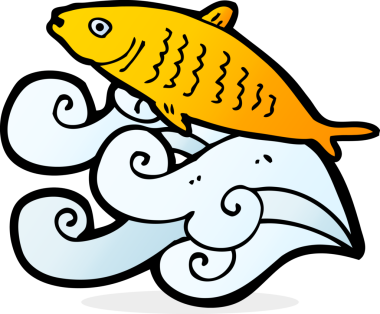 bir insan tarafından çizilmiş karikatür balığı