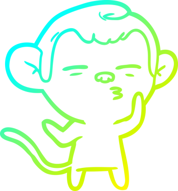 Bir insan tarafından çizilmiş şüpheli bir maymunun soğuk gradyan çizimi