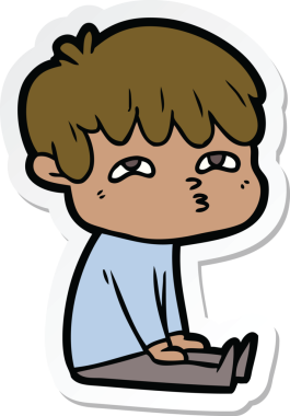 Bir insan tarafından çizilmiş garip bir adamın çıkartması.