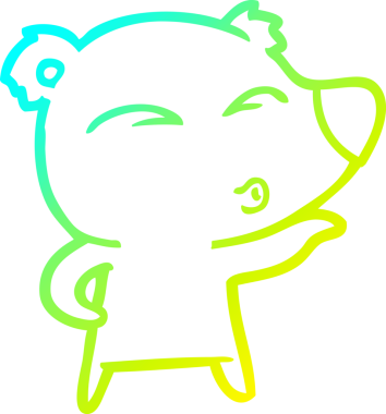 Bir insan tarafından çizilmiş ıslık çalan bir ayının soğuk çizgi çizimi.