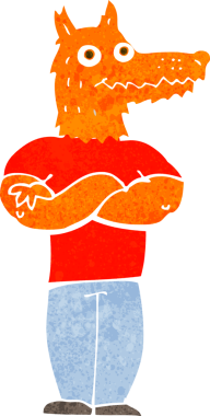 Bir insan tarafından çizilmiş tilki adam.