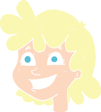 Bir insan tarafından çizilmiş kadın yüzünün düz renk çizimi