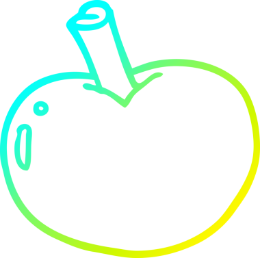 Bir insan tarafından çizilen elma karikatürünün soğuk gradyan çizimi