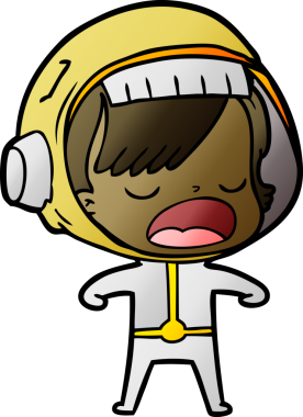 Karikatür astronot kadın bir insan tarafından çizilmiş.