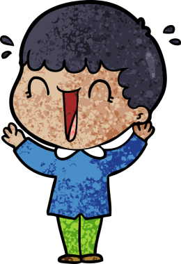 Bir insan tarafından çizilmiş gülen karikatür adam.