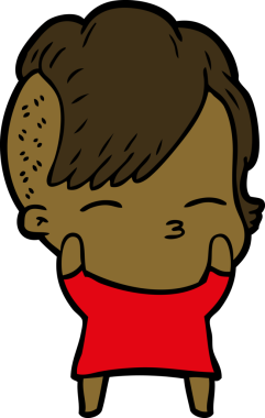 Bir insan tarafından çizilmiş şaşı çizgi film kızı.