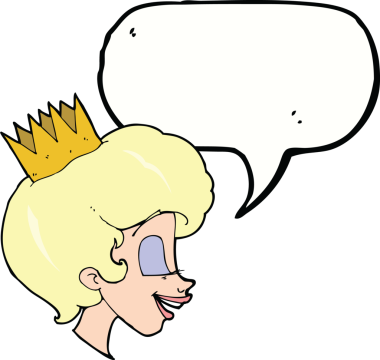 Bir insan tarafından çizilmiş konuşma balonu olan karikatür prensesi.