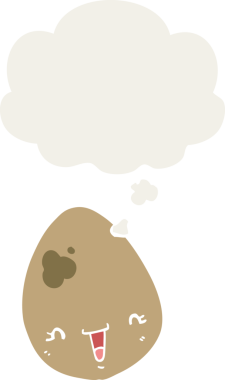 Düşünce baloncuklu çizgi film yumurtası insan tarafından çizilmiş.