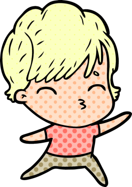 Bir insan tarafından çizilmiş bir çizgi film kadını.