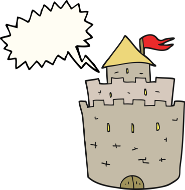 Bir insan tarafından çizilmiş serbest konuşma balonu karikatürü şatosu