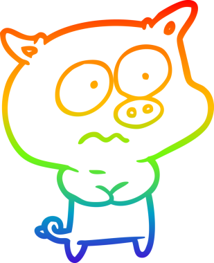 gökkuşağı gradyan çizgisi bir insan tarafından çizilmiş sinirli bir domuzun çizimi