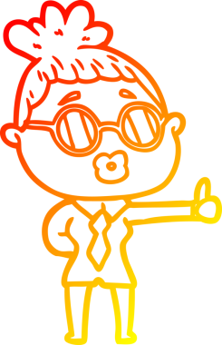 Bir insan tarafından çizilmiş gözlüklü bir karikatür kadın çizimi.