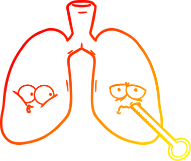 Bir insan tarafından çizilen sağlıksız akciğerlerin sıcak çizgi çizimi