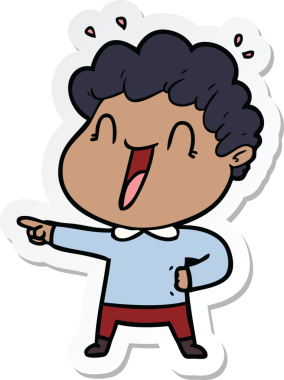 Bir insan tarafından çizilmiş mutlu bir adamın çıkartması.