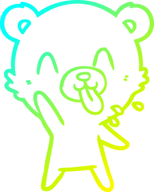 Bir insan tarafından çizilmiş kaba bir çizgi film ayısının soğuk gradyan çizimi