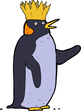 Karikatür imparatoru penguen bir insan tarafından çiziliyor.