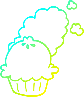 Bir insan tarafından çizilmiş tatlı bir turtanın soğuk gradyan çizimi