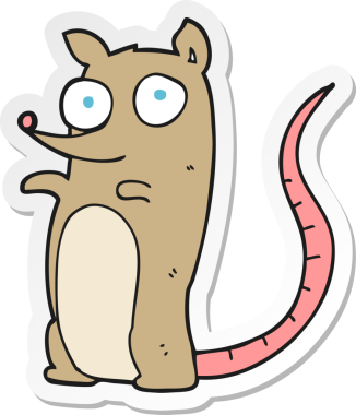 Bir insan tarafından çizilmiş çizgi film faresinin çıkartması.