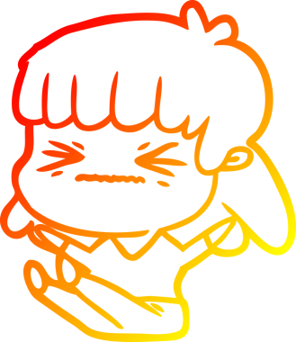 Bir insan tarafından çizilmiş kızgın bir kızın sıcak çizgi çizimi