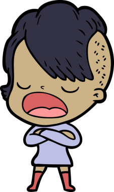 Bir insan tarafından çizilmiş havalı hippi kız çizgi filmi.