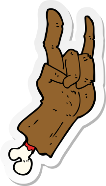 Bir insan tarafından çizilmiş kaya sembolü yapan bir el çıkartması.