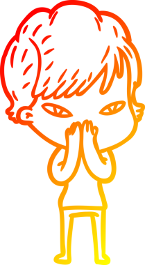 Bir insan tarafından çizilmiş mutlu bir kadının çizgi çizimi.