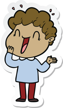 Bir insan tarafından çizilmiş mutlu bir adamın çıkartması.