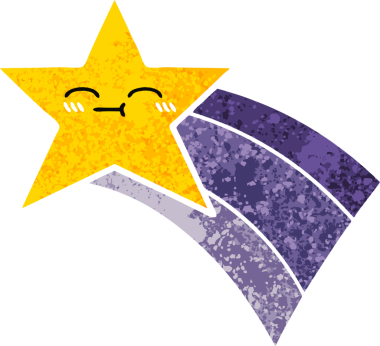 Bir insan tarafından çizilmiş gökkuşağı yıldızının retro çizim tarzı karikatürü