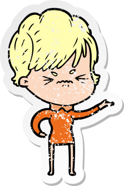 Bir insan tarafından çizilmiş, hayal kırıklığına uğramış bir karikatür çıkartması.