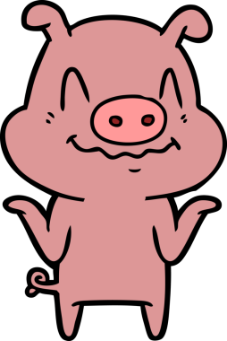 Bir insan tarafından çizilmiş sinirli çizgi film domuzu.