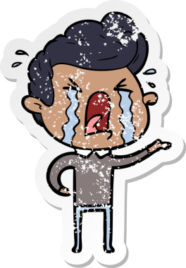 Bir insan tarafından çizilmiş ağlayan bir karikatür çıkartması.