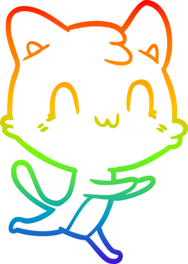 gökkuşağı gradyan çizgi çizimi Bir insan tarafından çizilmiş mutlu kedi