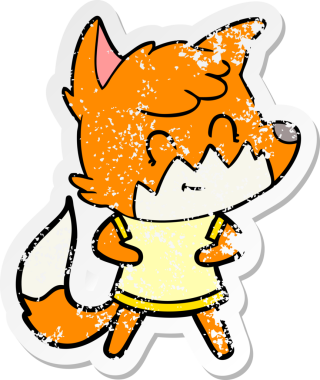 Bir insan tarafından çizilmiş karikatür dostu tilkinin sıkıntılı çıkartması.