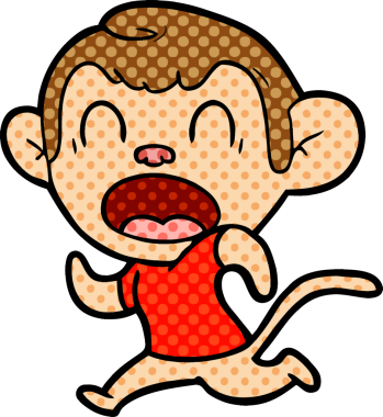 Bir insan tarafından çizilmiş bağıran çizgi film maymunu