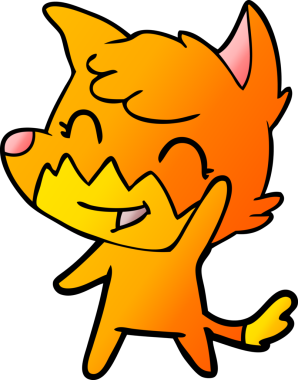 Bir insan tarafından çizilmiş mutlu çizgi film tilkisi.