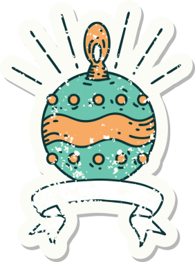 Dövme stili eski bir çıkartma. Bir insan tarafından çizilmiş Noel süsü.