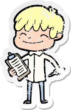 Bir insan tarafından çizilmiş mutlu bir çocuğun sıkıntılı çıkartması.