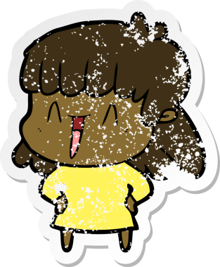 Bir insan tarafından çizilmiş karikatür bir kadının sıkıntılı çıkartması.