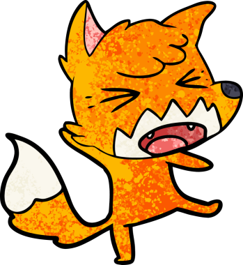 Bir insan tarafından çizilmiş kızgın çizgi film tilkisi.