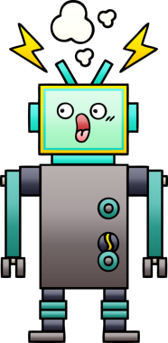 Bir insan tarafından çizilmiş bir robotun gölgelenmiş çizimi