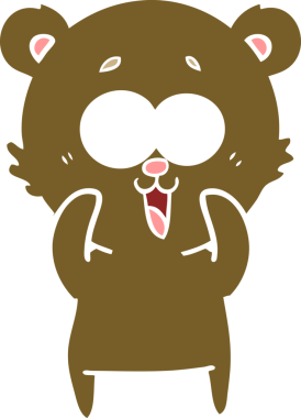 Bir insan tarafından çizilmiş gülen ayıcık düz renkli çizgi film.