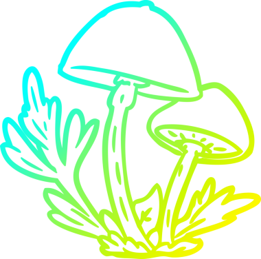 Bir insan tarafından çizilmiş yaban mantarlarının soğuk eğimli çizgileri.